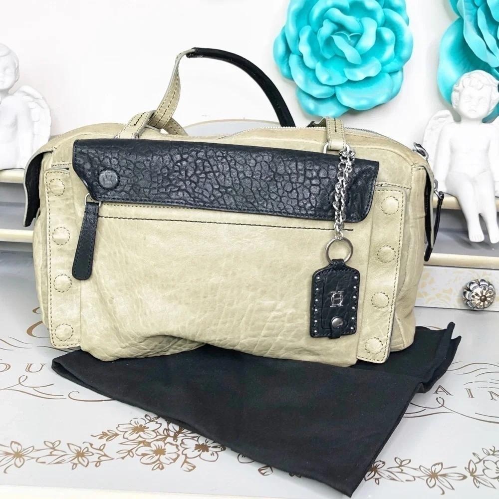 OLIVIA Harris olive green & black hobo bag